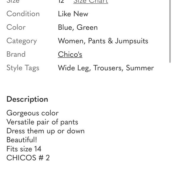 Chico's Tropical Print Wide Leg Crop Trousers Size 2 (US 12/L) - Picture 2 of 3